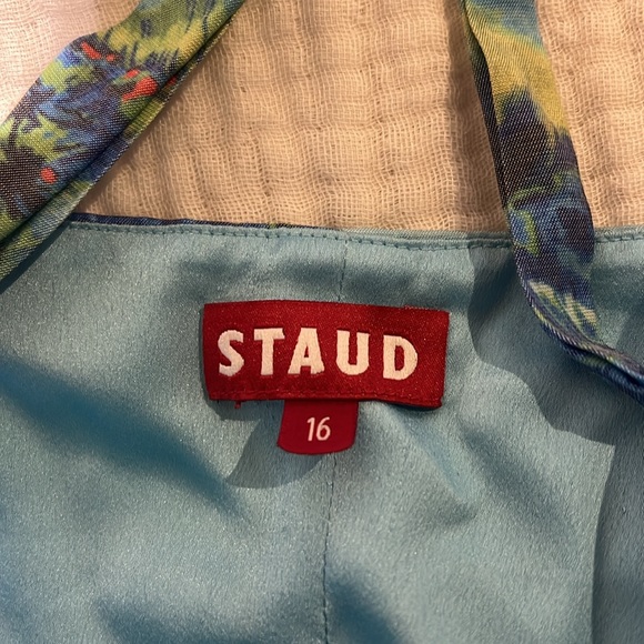 STAUD Kai top Hawaiian print blue halter tie top 16 XL - Picture 2 of 3